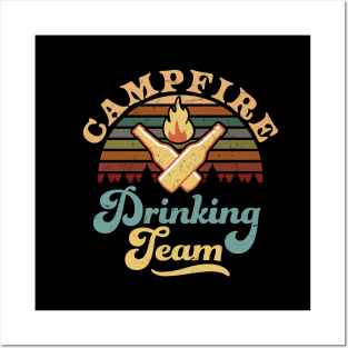 Campfire Drinking Team Camping Posters and Art